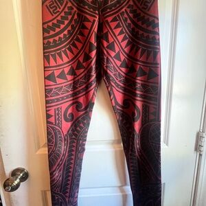 Lunafide Tribal Pattern Leggings - Red and Black